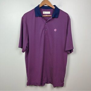 Donald Ross Polo Shirt Men Size L Navy Purple Striped Short Sleeve Golf